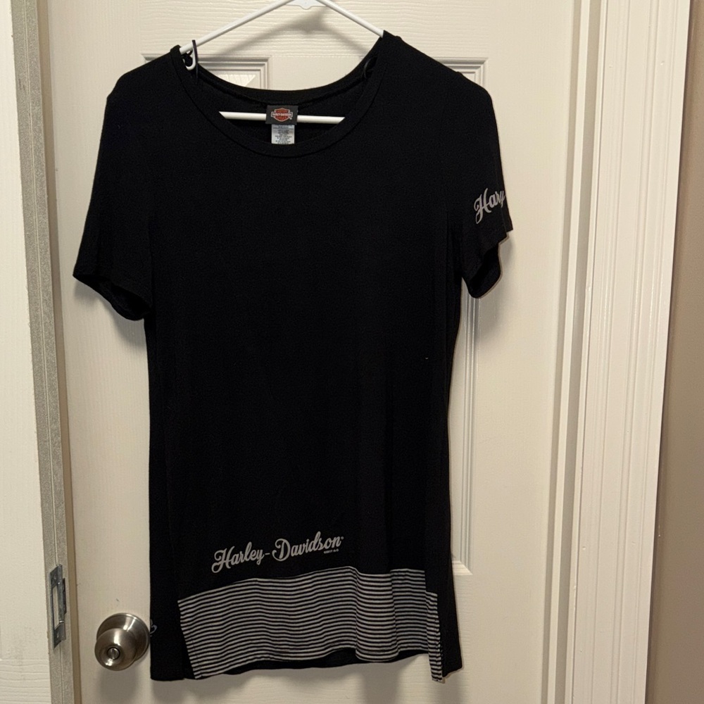 Harley-Davidson Black and White Women's Jersey Top